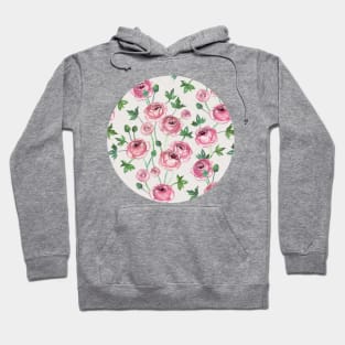 Painted Pink Ranunculus Pattern Hoodie